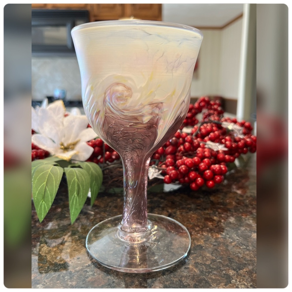 Ron Hinkle-Glass Art Hand Blown/Hand Signed-2004 Wine Goblet-Rare.
